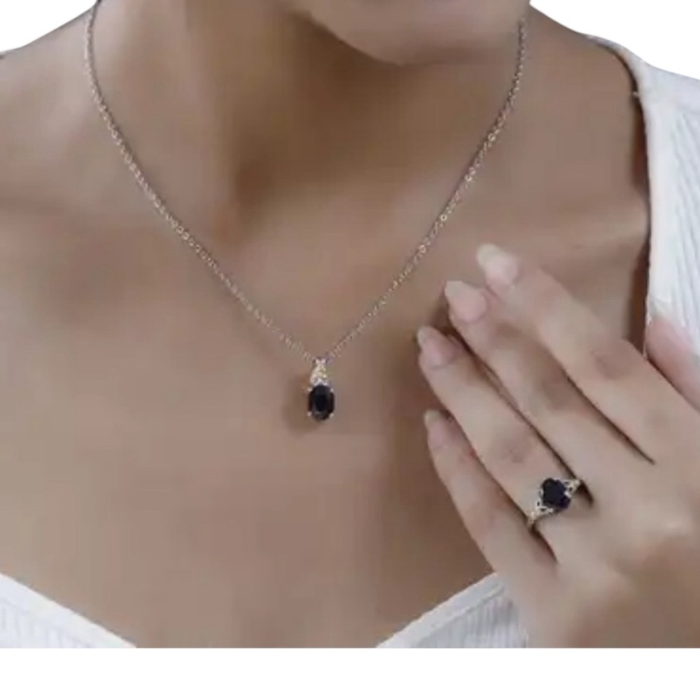KARIS MIDNIGHT SAPPHIRE RING AND PENDANT - Picture 2 of 8